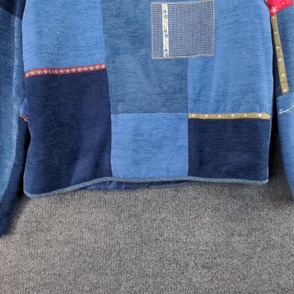 Vintage Koret City Womens Blues Button-Up Patchwork Jacket Blue L Embellished - Picture 7 of 11